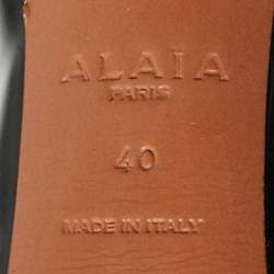 Pre Owned Alaia Black Leather Lace Up Platform Booties Size 40