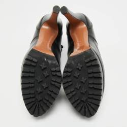 Pre Owned Alaia Black Leather Lace Up Platform Booties Size 40
