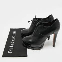 Pre Owned Alaia Black Leather Lace Up Platform Booties Size 40