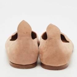 Pre Owned حذاء باليرينا فلات علايا لون بيج/أسود جلد لامع وسويدي مقاس 38