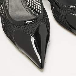 Pre Owned Alaia Black Patent Leather and Mesh Le Coeur Slingback Pointed Toe Pumps Size 41