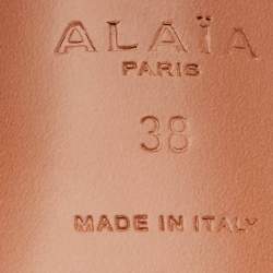 Pre Owned Alaia Beige Patent Leather and PVC Le Coeur Mules Size 38