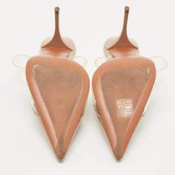 Pre Owned Alaia Beige Patent Leather and PVC Le Coeur Mules Size 38