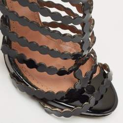Pre Owned Alaia Black Patent Leather Gladiator Sandals Size 38