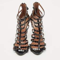 Pre Owned Alaia Black Patent Leather Gladiator Sandals Size 38