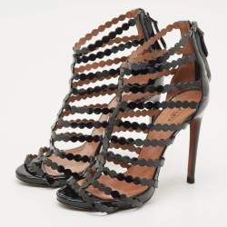 Pre Owned Alaia Black Patent Leather Gladiator Sandals Size 38
