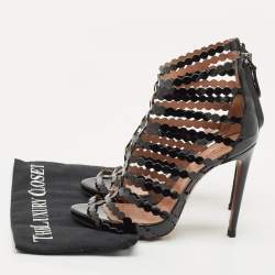 Pre Owned Alaia Black Patent Leather Gladiator Sandals Size 38