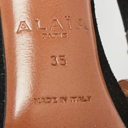 Pre Owned Alaia Black Suede Eyelet Embellished Ankle Strap Sandals Size 35