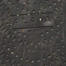 Pre Owned Alaia Black Fishnet and Patent Leather Ballet Flats Size 39.5