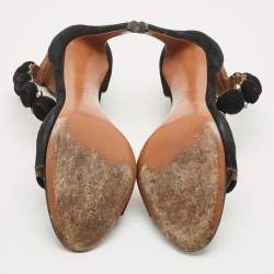 Pre Owned Alaia Black Suede Bombe Ankle Strap Sandals Size 39
