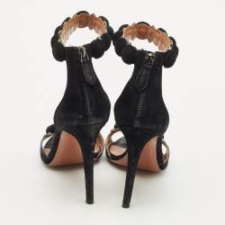 Pre Owned Alaia Black Suede Bombe Ankle Strap Sandals Size 39