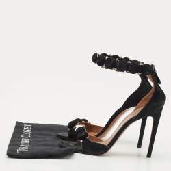 Pre Owned Alaia Black Suede Bombe Ankle Strap Sandals Size 39