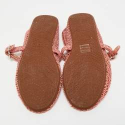 Pre Owned Alaia Dusty Pink Mesh Ballet Flats Size 38