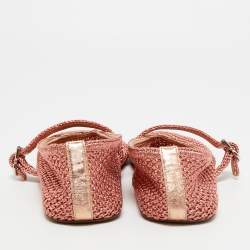 Pre Owned Alaia Dusty Pink Mesh Ballet Flats Size 38
