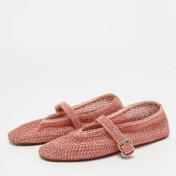 Pre Owned Alaia Dusty Pink Mesh Ballet Flats Size 38