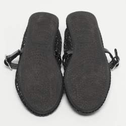 Pre Owned Alaia Black Mesh and Patent Leather Ballet Flats Size 37.5