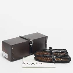 Pre Owned Alaia Black Mesh and Patent Leather Ballet Flats Size 37.5
