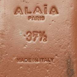 Pre Owned Alaia Beige/Black Patent Leather and Suede Ballet Flats Size 37.5