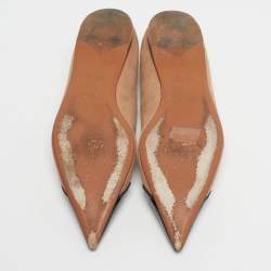 Pre Owned Alaia Beige/Black Patent Leather and Suede Ballet Flats Size 37.5