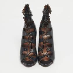 Pre Owned Alaia Black Leather Platform  Gladiator Sandals Size 39