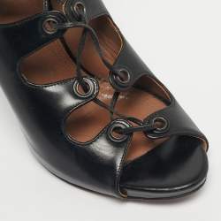 Pre Owned Alaia Black Leather Platform  Gladiator Sandals Size 39