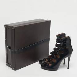 Pre Owned Alaia Black Leather Platform  Gladiator Sandals Size 39