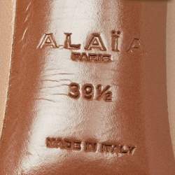 Pre Owned Alaia Beige/White Leather Flower Ankle Strap Sandals Size 39.5