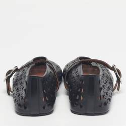 Pre Owned Alaia Black Leather Mary Jane Ballet Flats Size 40