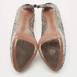 Pre Owned Alaia Silver/Gold Python Round Toe Platform Pumps Size 40.5