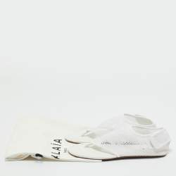 Pre Owned Alaia White Leather and Mesh Thong Flats Size 38