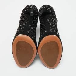 Pre Owned Alaia Black Suede Gomet Embellished Ankle Boots Size 39