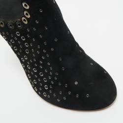 Pre Owned Alaia Black Suede Gomet Embellished Ankle Boots Size 39