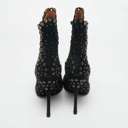 Pre Owned Alaia Black Suede Gomet Embellished Ankle Boots Size 39