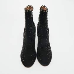 Pre Owned Alaia Black Suede Gomet Embellished Ankle Boots Size 39