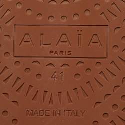 Pre Owned Alaia Gold Leather Crystal Embellished Mary Jane Ballet Flats Size 41