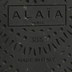 Pre Owned Alaïa Silver Mesh and Leather Mary Jane Ballet Flats Size 38.5
