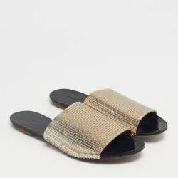 مملوكة مسبقًا صندل سلايد غلايا جلد ذهبي مقاس 37