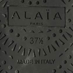 Pre Owned Alaia Burgundy Fishnet Laser Cut Leather Ballet Flats Size 37.5