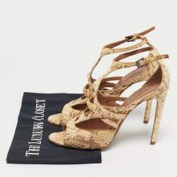 Pre Owned Alaia Beige Python Leather Ankle Strap Sandals Size 37