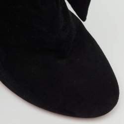 Pre Owned Alaia Black Suede Ankle Cuff Side Lace Up Boots Size 37