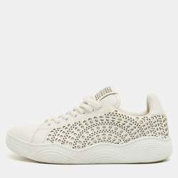 Pre Owned Alaia White Leather Vienne Laser Cut Out Low Top Sneakers Size 37