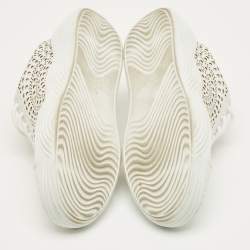 Pre Owned Alaia White Leather Vienne Laser Cut Out Low Top Sneakers Size 37