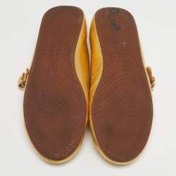 Pre Owned Alaia Gold Leather Mary Jane Ballet Flats Size 39