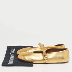 Pre Owned Alaia Gold Leather Mary Jane Ballet Flats Size 39