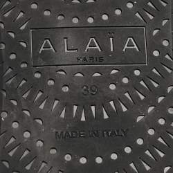 Pre Owned Alaia Black Net and Patent Leather Ankle Length Boots Size 39