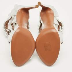 Pre Owned Alaia Silver Leather Bombe Stappy Sandals Size 39.5