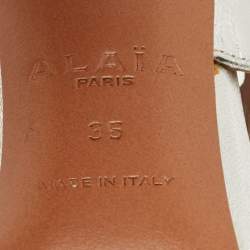 Pre Owned Alaia Silver Leather Bombe Stappy Sandals Size 39.5