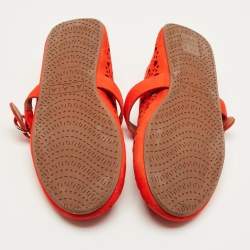 Pre Owned Alaia Red Suede Mary Jane Ballet Flats Size 37