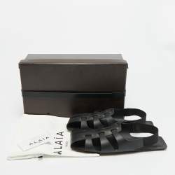 Pre Owned صندل علايا جلد مسطح أسود مقاس 41