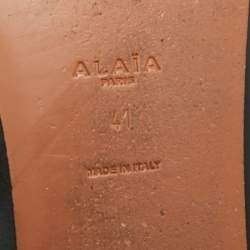 Pre Owned صندل علايا جلد مسطح أسود مقاس 41